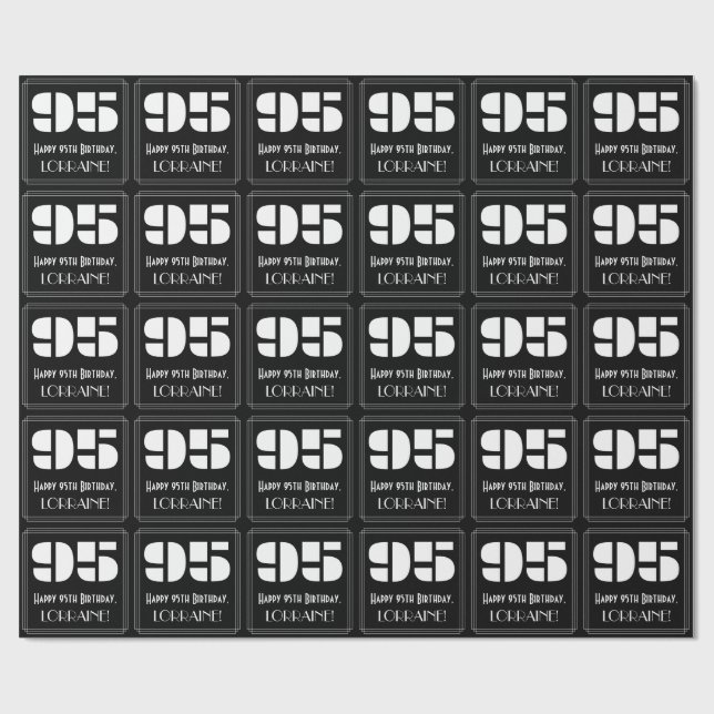 95:e födelsedagen: Art Deco Inspired Titta "95" oc Presentpapper (Platt)