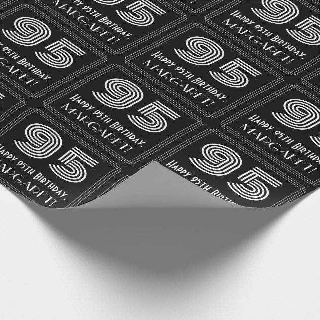 95:e födelsedagen: Art Deco Inspired Titta "95" w/ Presentpapper (Hörn)