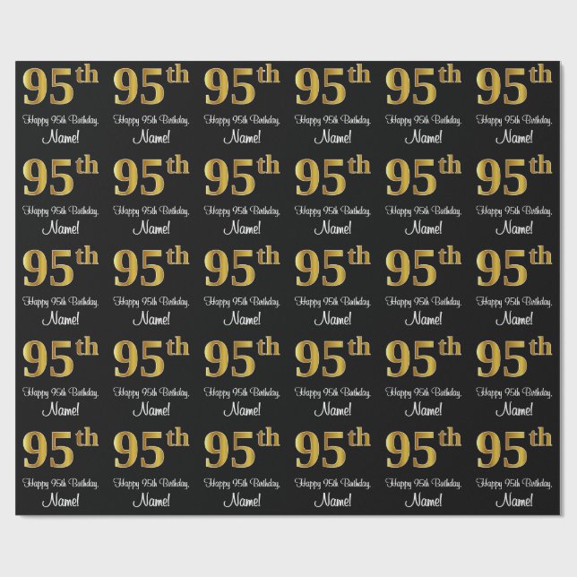 95:e födelsedagen: Elegant Luxurious Faux Guld Tit Presentpapper (Platt)