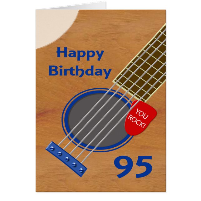 95:e födelsedagen Guitar Player-födelsedag Hälsningskort (Framsidan)
