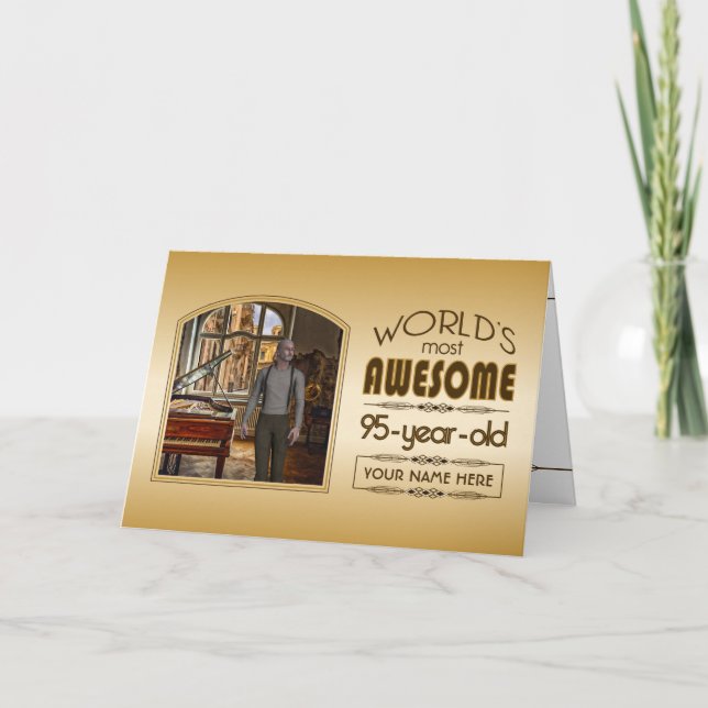 95:e födelsedagen i Guld, världens bästa Anpassnin Kort (Framsida)