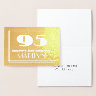 95:e födelsedagen: Namn + Art Deco Inspired (95) Folierat Kort