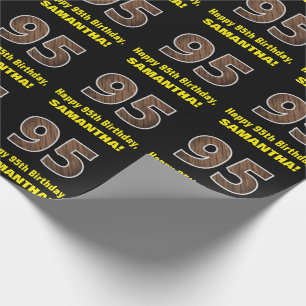 95:e födelsedagen: Namn & Faux Wood Grain Mönster Presentpapper