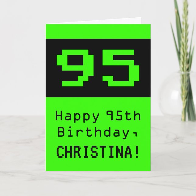 95:e födelsedagen: Nerdy/Geeky Stil "95" och Namn Kort (Framsida)