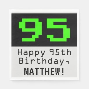 95:e födelsedagen - Nerdy/Geeky Stil "95" och Namn Pappersservett