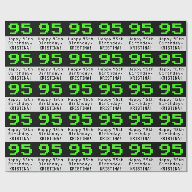 95:e födelsedagen - Nerdy/Geeky Stil "95" och Namn Presentpapper (Platt)