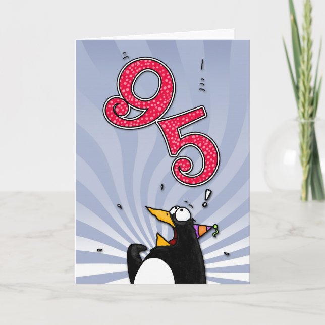 95:e födelsedagen - Penguin-överraskningskort Kort (Framsida)