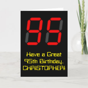 95:e födelsedagen: Red Digital Clock Stil "95" + N Kort