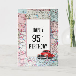 95:e födelsedagen Red Retro Lastbil på Karta Kort