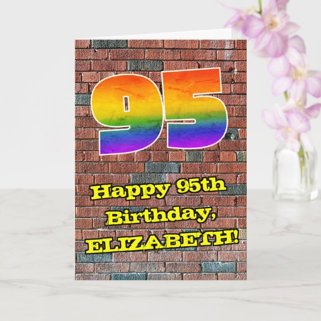 95:e födelsedagen: Roligt Graffiti-Inspired Rainbo Kort (Orkide)