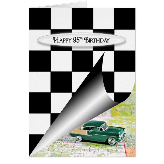 95:e födelsedagsbilen hälsningskort (Framsidan)