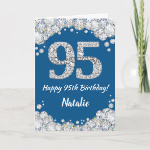 95:e födelsedagsblått och Silver Glitter-kort i ly Kort