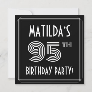 95:e Födelsedagsfesten: Art Deco Stil med eget nam Inbjudningar