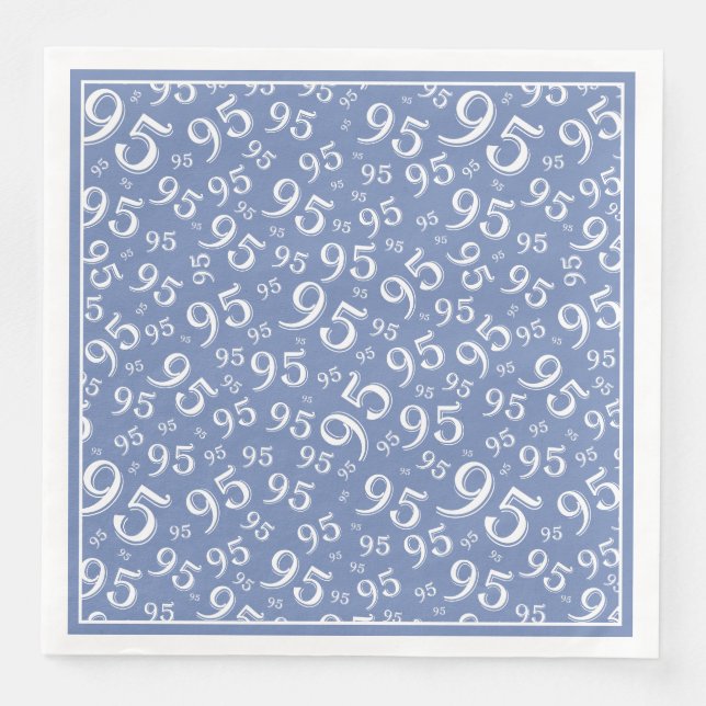 95:e Födelsedagsfestens nummer Mönster Blue/White Pappersservett (Framsida)