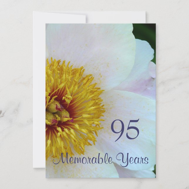 95:e födelsedagsfirandet/Eleganten White Peony Inbjudningar (Framsida)