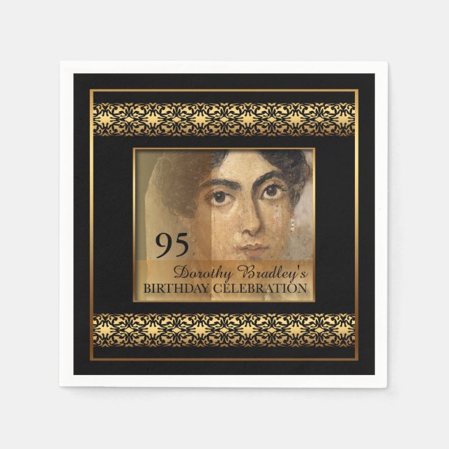 95:e födelsedagsfirandet Foto Pappra blöjor Pappersservett (Framsidan)