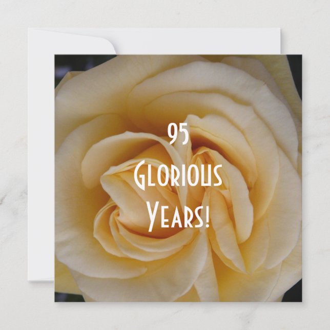 95:e födelsedagsfirandet - Gul ros Inbjudningar (Framsida)