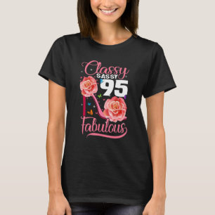 95:e födelsedagsklassen Sassy 95 Fabulous Flower H T Shirt