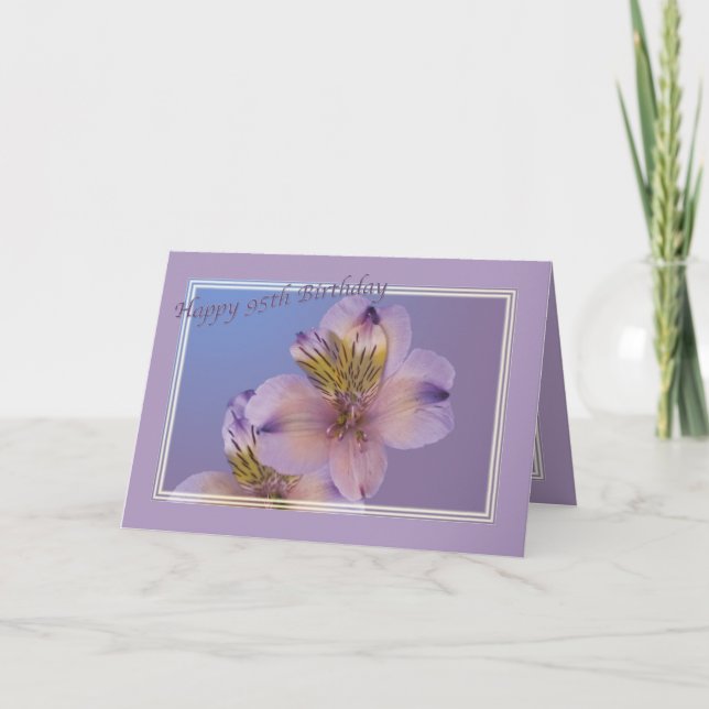 95:e födelsedagskort med Lavender Flowers Kort (Framsida)