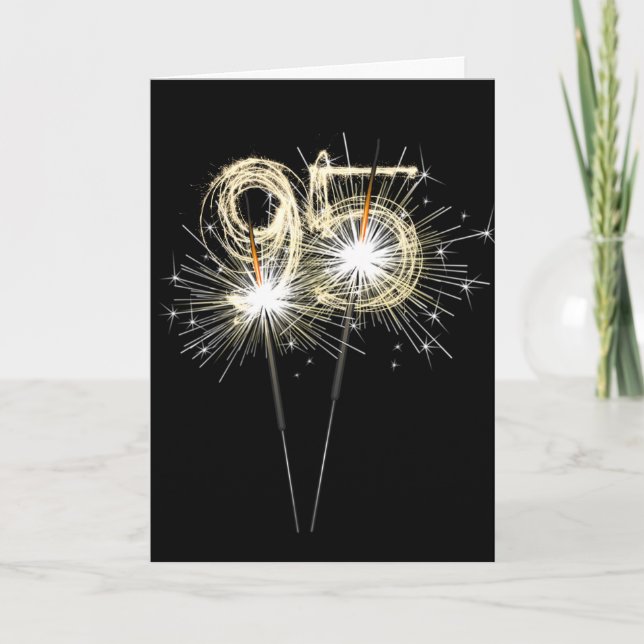 95:e födelsedagssparklers på svart kort (Framsida)