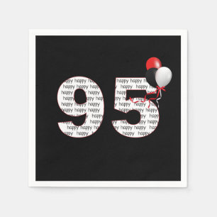 95:e lycklig-födelsedagen på svarta servetter