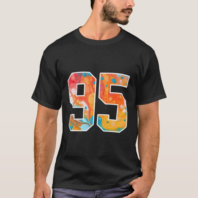 95 Färgstarka sportteamnummer fram och tillbaka T Shirt (Framsida)