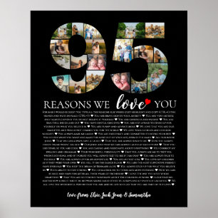 95 skäl att vi älskar dig födelsedagscollage poster
