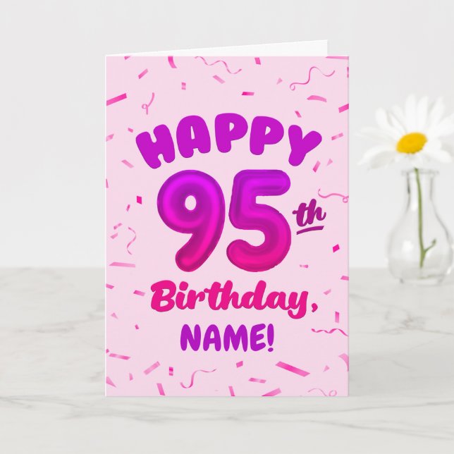 95th Balloon Number Custom Name Birthday Card Kort (Liten växt)