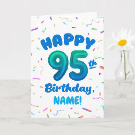 95th Balloon Number Custom Name Birthday Card Kort