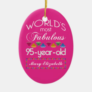 95th Födelsedag mest rosa sagolika färgrika Gems Julgransprydnad Keramik