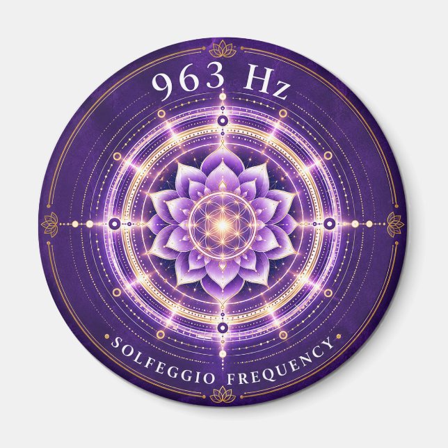 963 Hz Solfeggio-frekvens Magnet | Livets blomma (Framsidan)