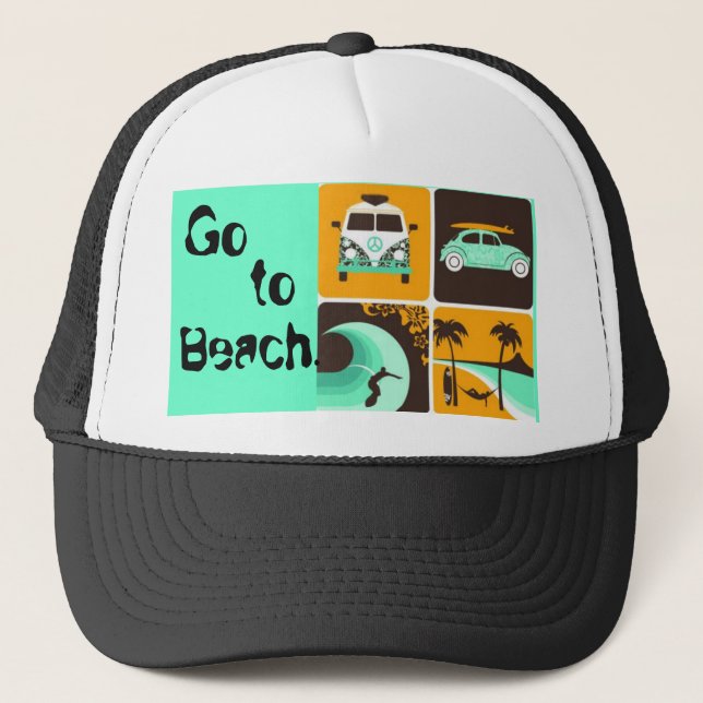 964206652, Go , to, Beach. Truckerkeps (Framsida)