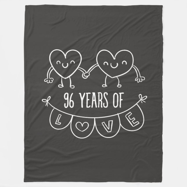 964-årsjubiléet Gift Chalk Hearts Fleecefilt (Framsidan)