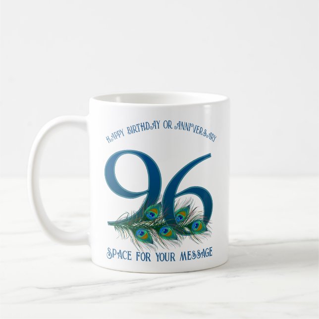 96-årsdag Påfågelsfjäder Anpassningsbar Kaffemugg (Vänster)