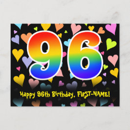 96-årsdag: Roliga Hjärtans Mönster, Regnbåge 96 Vykort