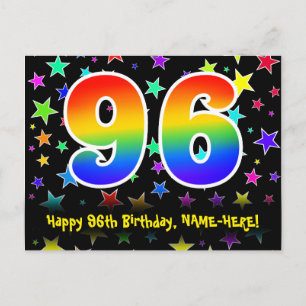96-årsdag: Roliga stjärnor Mönster, Regnbåge 96, N Vykort