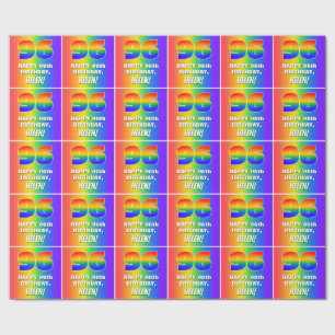 96:e födelsedag: färgfull, Roligt Rainbow Mönster  Presentpapper