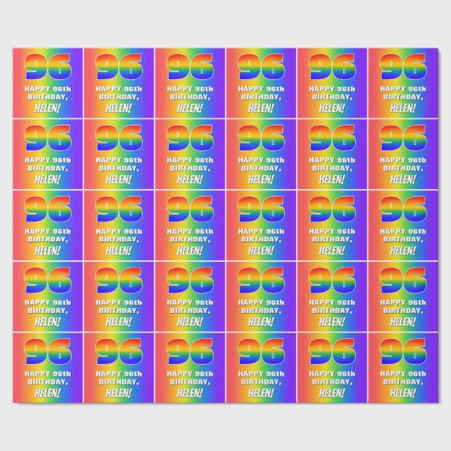 96:e födelsedag: färgfull, Roligt Rainbow Mönster  Presentpapper (Seam)