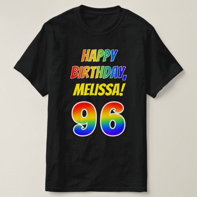 96:e födelsedag - fetstil, Roligt, regnbåge 96, eg T Shirt (Design framsida)