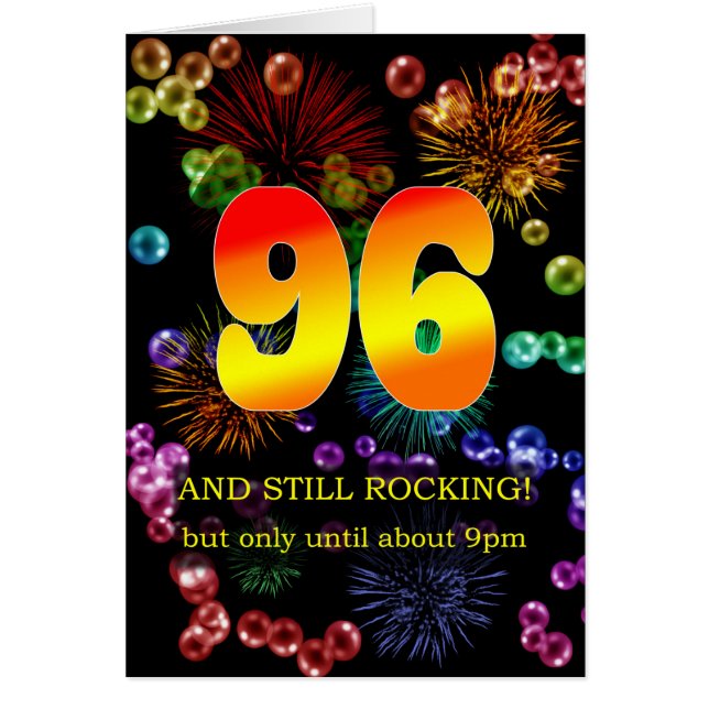 96:e födelsedag fortfarande i raketläge hälsningskort (Framsidan)