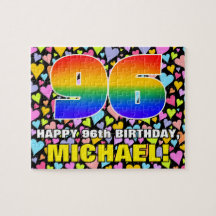 96:e födelsedag - Roligt, hjärtklappning + "96"