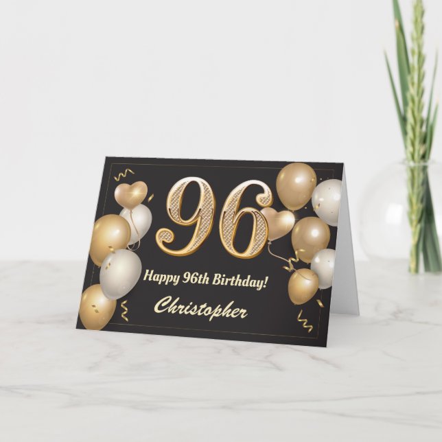 96:e födelsedag: Svart och Guld Kort (Framsida)