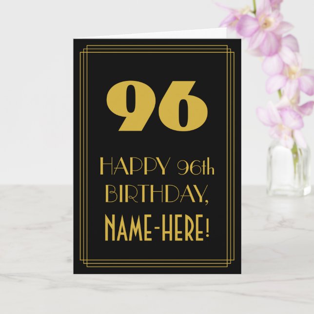 96:e födelsedagen - Art Deco Inspired Titta "96" o Kort (Orkide)
