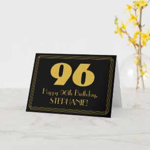 96:e födelsedagen: Art Deco Inspired Titta "96" oc Kort