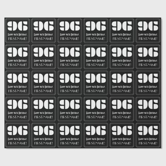 96:e födelsedagen: Art Deco Inspired Titta "96" oc Presentpapper (Platt)