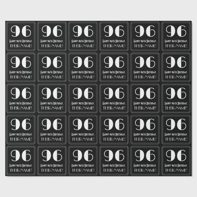 96:e födelsedagen - Art Deco Inspired Titta "96",  Presentpapper (Seam)
