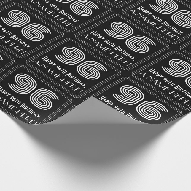 96:e födelsedagen: Art Deco Inspired Titta "96" w/ Presentpapper (Hörn)