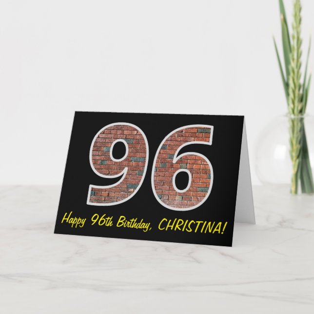 96:e födelsedagen - Brickmuren Mönster "96" w/ Nam Kort (Framsida)
