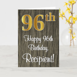 96:e födelsedagen: Elegant Faux Guld look #, Faux  Kort
