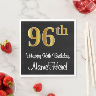 96:e födelsedagen ~ Elegant Luxurious Faux Guld Ti Pappersservett